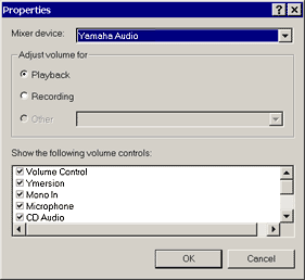 Audio mixer properties