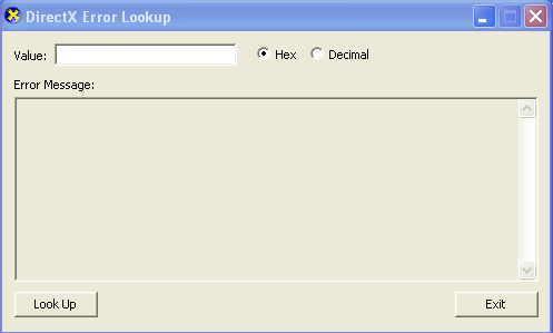 Screen shot of DXErr