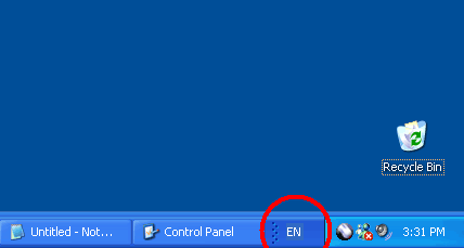 Input locale indicator on the Windows taskbar