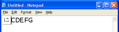 Japanese character display in composition window on top of Notepad
