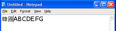 Two Korean characters displayed in Notepad