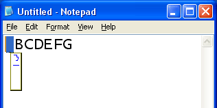 Notepad with reading window that displays the current reading string