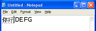 Additional possible Traditional Chinese characters displayed in composition window on top of Notepad