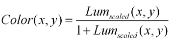 Equation for tone mapping operator