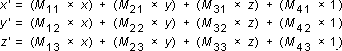 Operations within the matrix transformation