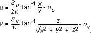 Equations for deriving u-v coordinates from a vector in a spherical wrap