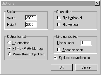 Options dialog box