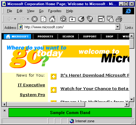 Communication Band in Internet Explorer 4.0