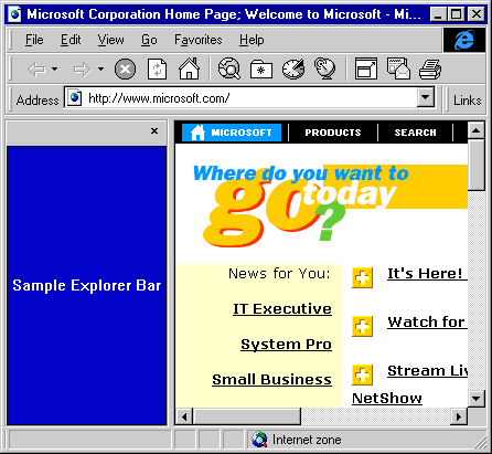 Explorer Band in Internet Explorer 4.0