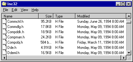 Header control with labeled columns.