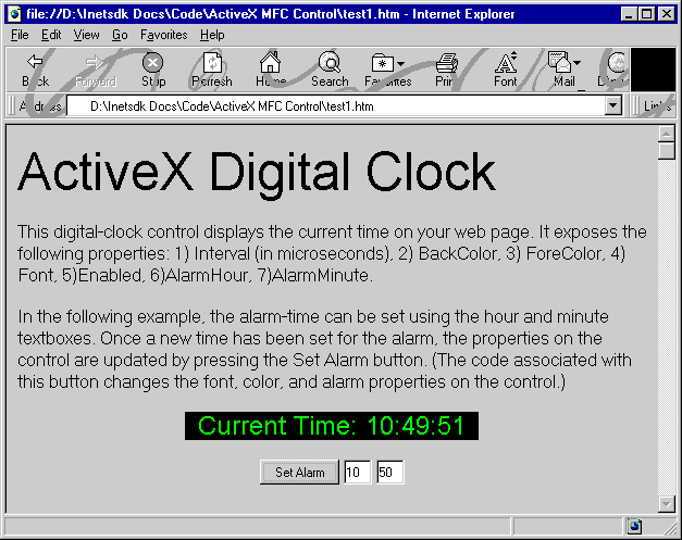 Digital-Clock ActiveX Control