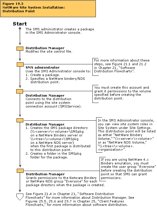 NetWare site system installation: Distribution point flowchart