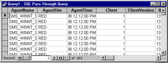 Access 97 grid with the results of a SQL pass-through query