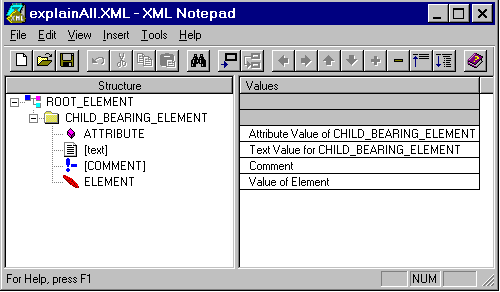 XML Notepad window