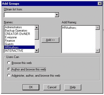 Adding the Windows NT user group