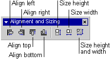 Alignment And Sizing toolbar