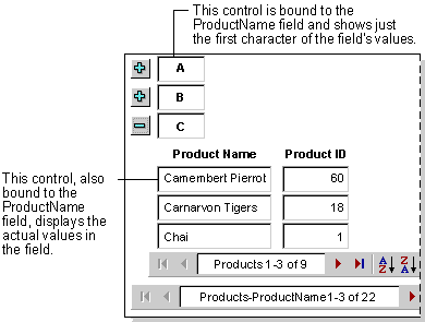 Page that groups on the first characters in a field, in Page view or in Internet Explorer