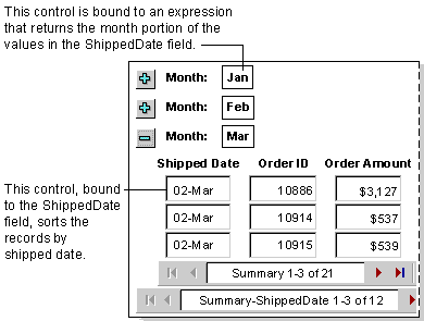 Data access page that groups records by month, in Page view