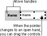 Control in form or report showing cursor changed to an open hand