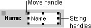 Example of move handles and sizing handles
