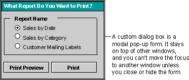 Custom dialog box