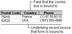 Combo box value stored in underlying field