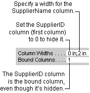 Hide columns by using the ColumnWidths property