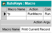 Select a macro action to run for a key combination you define.