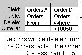 Specifying criteria for deleting records