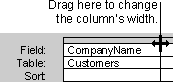 Drag a column's right edge to change the column's width