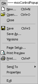 Example of msoControlPopup constant