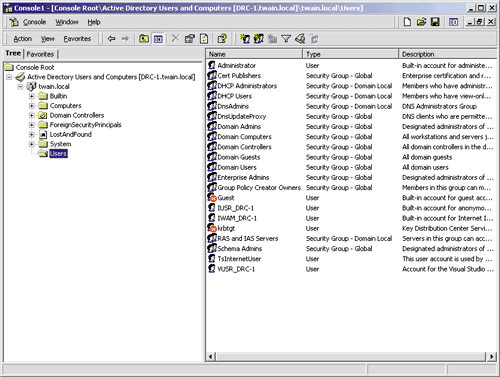 Figure 5 Active Directory Users and Computers Snap-in