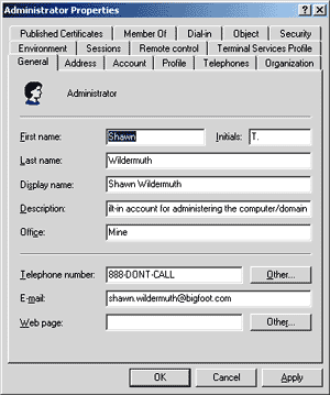 Figure 6 Administrator Properties