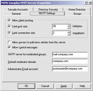 Figure 3: NNTP Settings