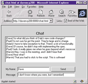 Figure 16 Chat applet