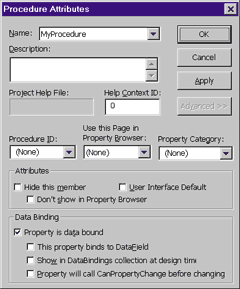 Figure 1 Procedure Attributes dialog box