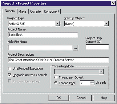 Figure 2 Project Properties for out-of-process servers