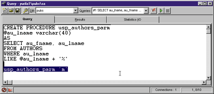 Figure 4: Testing a Stored Procedure