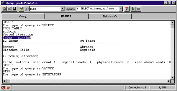 Figure 18: SQL Statement Results and Performance