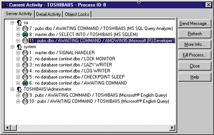 Figure 10: Current Activity Dialog