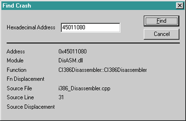 Figure 2 Finding a crash address