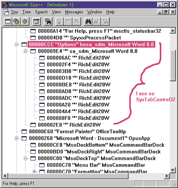 Figure 3 Microsoft Word in Spy++