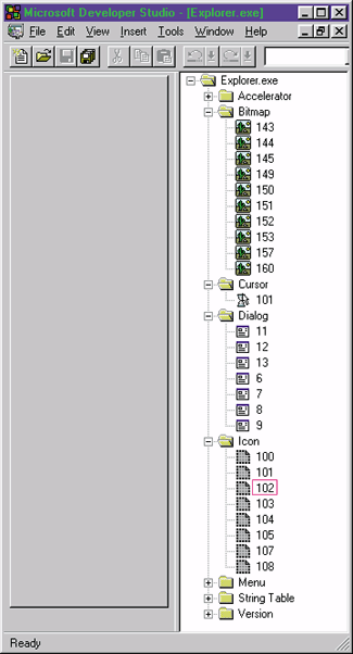 Figure 8 Explorer.exe in Developer Studio