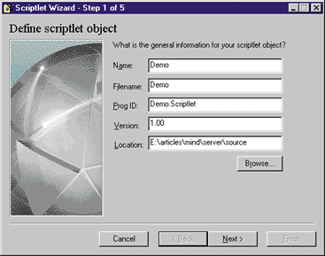 Figure 1: Microsoft Scriptlet Wizard