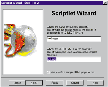 Figure 1: Scriptlet Wizard in action