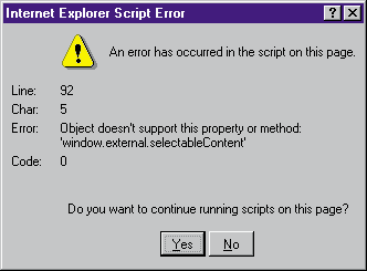 Figure 3: Runtime Script Error