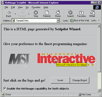 Figure 6: HotImage Scriptlet in action