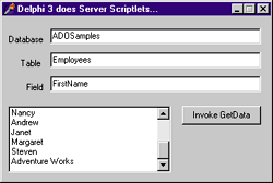 Figure 12: Server Scriptlet with Delphi 3
