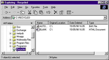 Figure 10: Recycle Bin Folder