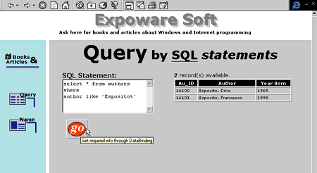 Figure 14: Issuing a SQL Query